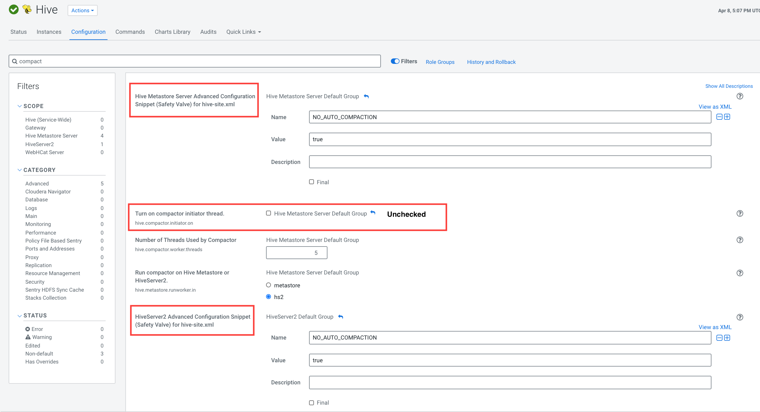 CDP - disable compaction