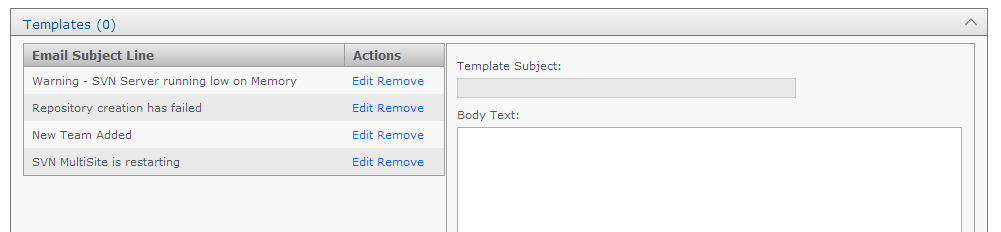 settings - templates