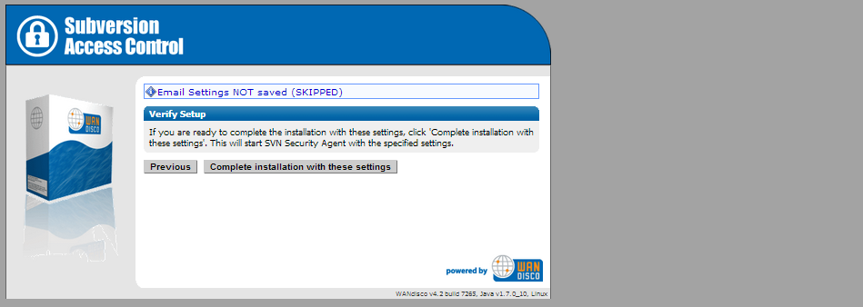 SVN Access Control - Setup Screen 9