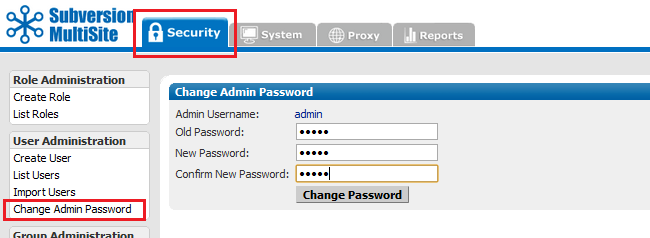 Change Admin Password