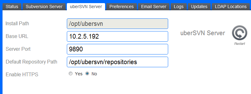 uberSVN Server - Settings