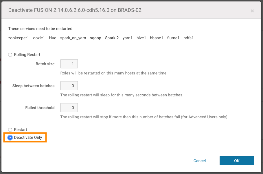 Uninstall - Cloudera Fusion deactivate only