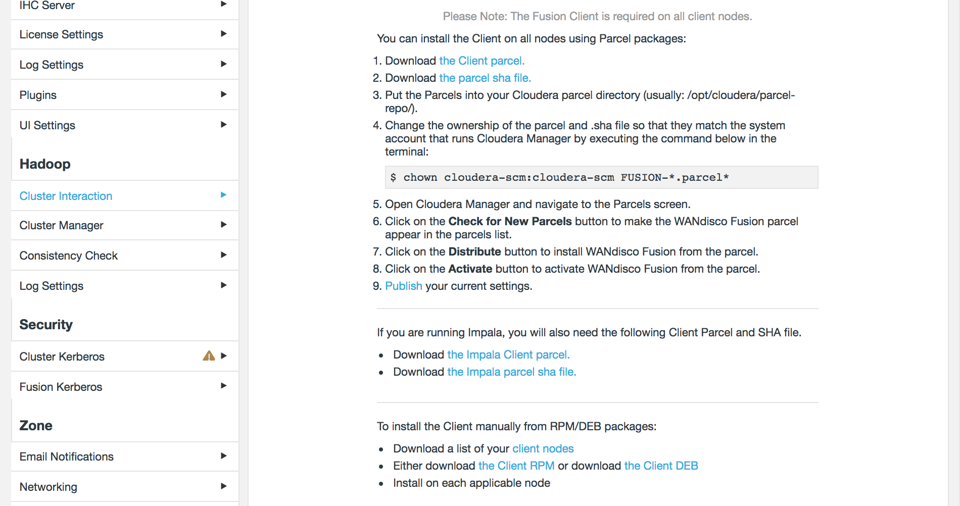 WANdisco Fusion Client configuration