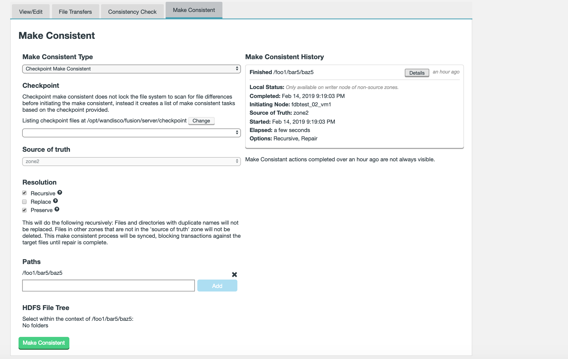 HCFS Make Consistent