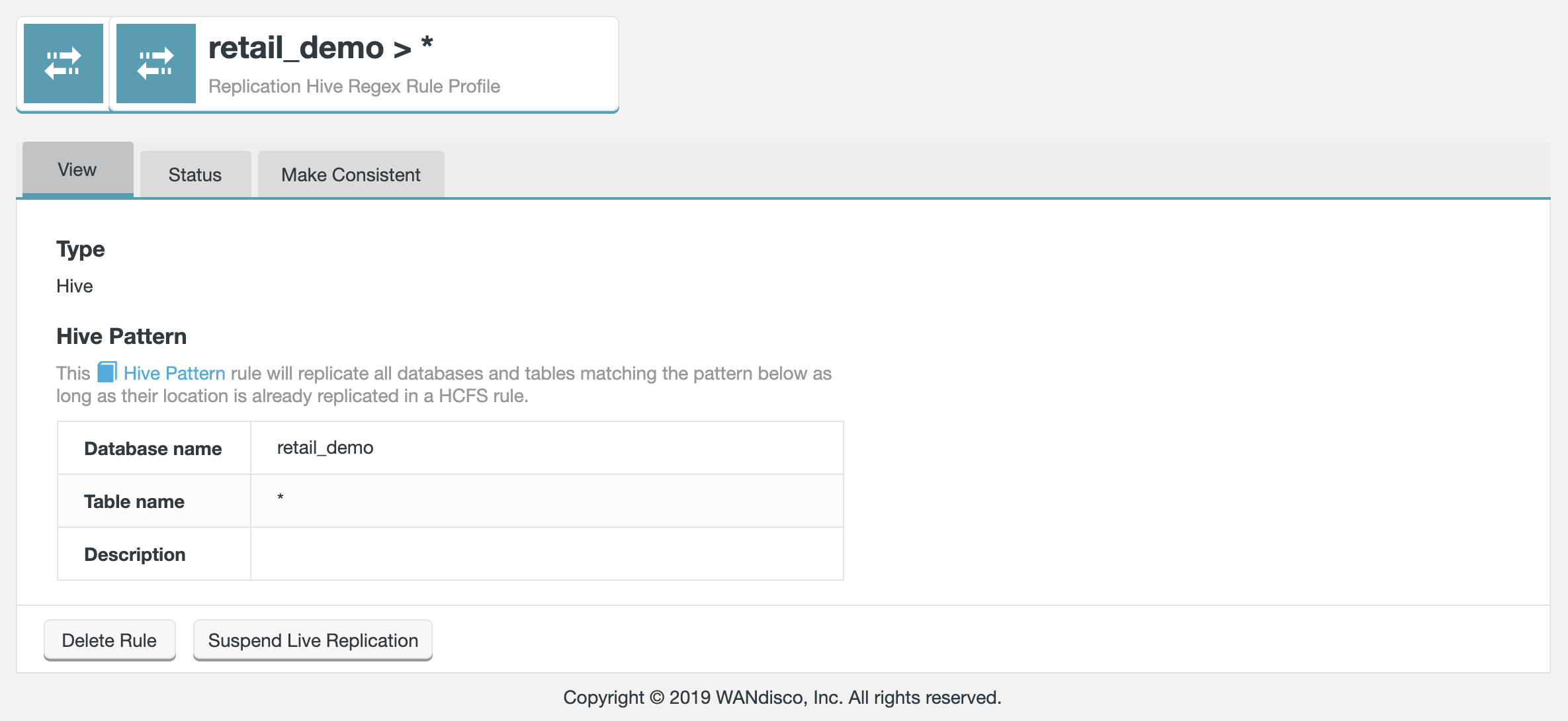 Replication Rule Hive Selection