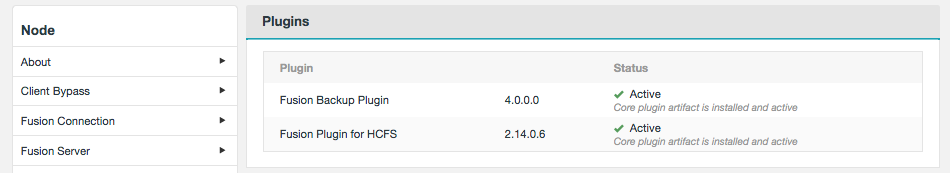 Fusion Backup status - Settings > Plugins