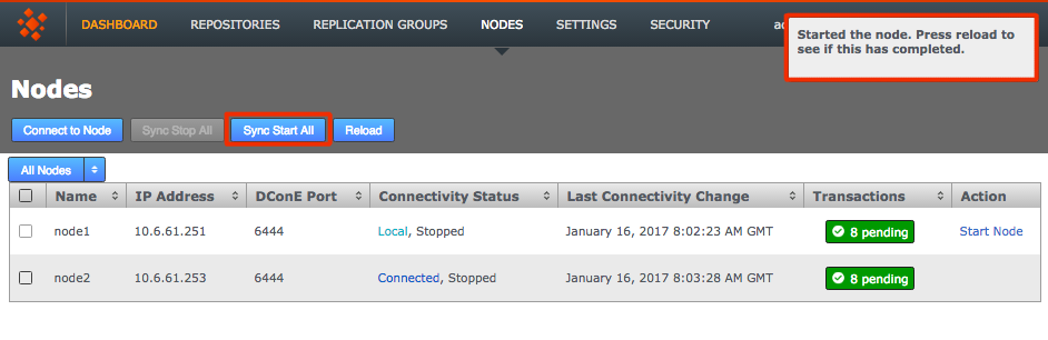 gms syncstartall 1.9