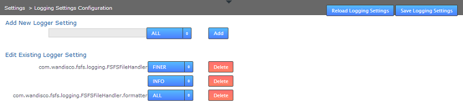 settings - entry of logging