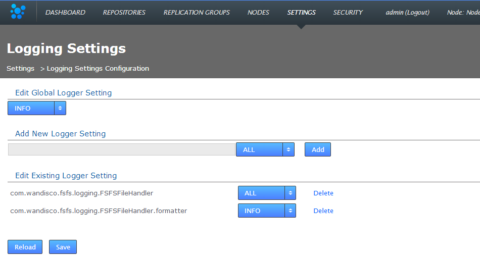 settings - entry of logging