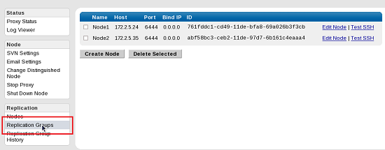 MultiSite nodes Replication Group 1