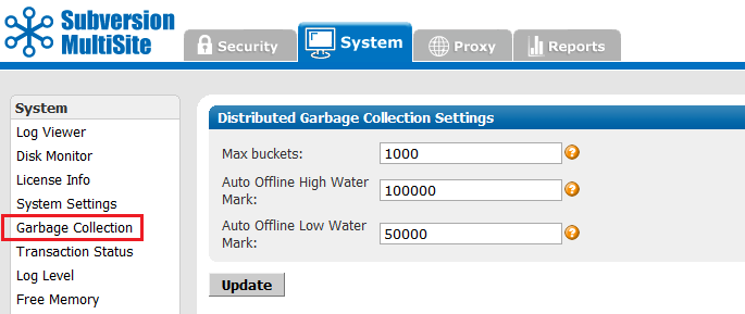 Admin Console - Garbage Collection Settings